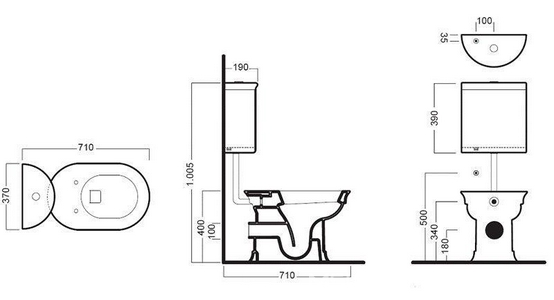 Чаша напольного унитаза, БЕЗ бачка, выпуск в стену, (сиденье, крепёж к полу в компл.), Dolcevita XX Hatria DolceVita YOHA