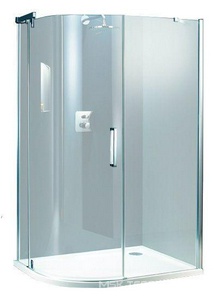 Дверь распашная с неподв.сегм. (стекло матовое Sand Plus 6мм, 1000х1000хh1889мм, R 500, петли слева, профиль цв.мат.сереб)  1/4 круга ZZ Huppe Huppe Refresh 9P1102 087 315