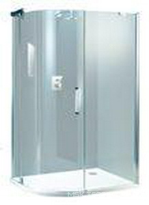 Дверь распашная с неподв.сегм. (стекло матовое Sand Plus 6мм, 1000х1000хh1889мм, R 500, петли слева, профиль цв.мат.сереб)  1/4 круга ZZ Huppe Huppe Refresh 9P1102 087 315