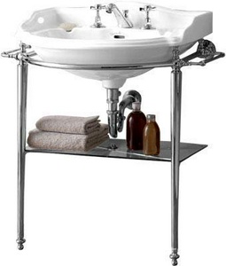 Консоль напольная металлическая, 81xh88,6x50см, с полотенцедержателями и стекл.полочкой, для раковины Oxford, (цв.хром),  KL Devon & Devon Boston DEBOSTONCR