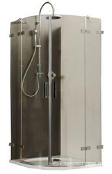 Душевое ограждение, 1/4 круга, R550, 1000х1000хh2000мм, 2 распашн.двери с 2 неподв.сегм., (профиль алюм.хромэффект, стекло 8мм прозрачное), MK 880 XX