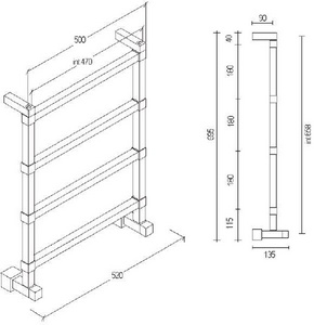 Полотенцесушитель Art.742/4/500/180Mat.CR 695х500 мм (ГВС), Margaroli  ZZ Margaroli Panorama 742/4/500/180Mat.CR