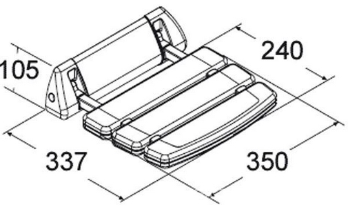Сиденье для душа, настенное, складное 350х337хh105мм, max 160кг., крепл. в компл., (цв.белый/золото) , ZZ Provex Promed 0020 SD 29 PM