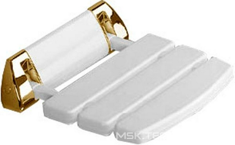 Сиденье для душа, настенное, складное 350х337хh105мм, max 160кг., крепл. в компл., (цв.белый/золото) , ZZ Provex Promed 0020 SD 29 PM