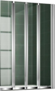 Штора на ванну, 4-х секционная, складная, 1000хh1400мм, "Правая", (стекло текстур. Punto 5мм, фурнит. цв.хром),  ZZ Cezares Pratico PRATICO-V-4-100/140-P-Cr-R