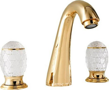 Смеситель для раковины на 3 отв., без д/к, (цв. золото, ручки муранское стекло ручной работы),  ZZ Oasis Venice 000RBVEORW