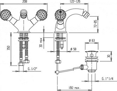 Смеситель для биде, с д/к, (цв. бронза),  ZZ Cezares Golf GOLF-BS1-02