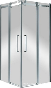 Душевой уголок 900х900хh1950мм, квадратный, 2 сдвижные дверцы с 2-мя неподв. сегм., вход 480мм, (стекло прозр. 8мм, фурнит. цв.хром),  ZZ Cezares Stylus STYLUS-A-2-90-C-Cr