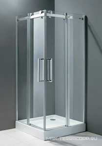 Душевой уголок 900х900хh1950мм, квадратный, 2 сдвижные дверцы с 2-мя неподв. сегм., вход 480мм, (стекло прозр. 8мм, фурнит. цв.хром),  ZZ Cezares Stylus STYLUS-A-2-90-C-Cr