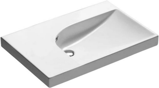 Раковина 75х50см, без отв. д/смес., чаша справа (креплен.YR47 в комплекте), Grandangolo ZZ Hatria GrandAngolo Y0YD