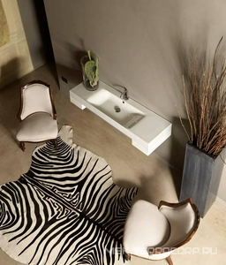 Раковина 140х45хh10см, подвесная / накладная, с 1 отв.д/смес., с переливом, без крепл.,  ZZ Kerasan Cento 353501