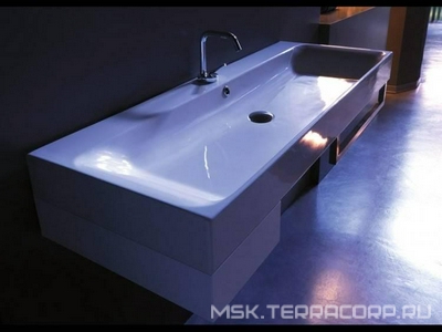 Раковина 140х45хh10см, подвесная / накладная, с 1 отв.д/смес., с переливом, без крепл.,  ZZ Kerasan Cento 353501