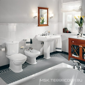 Биде напольное 370х575мм, 1 отв. д/смес., крепл. к полу в компл., (R2 Star white ceramicplus),  KL Villeroy & Boch Hommage 744200R2