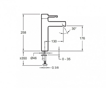 Смеситель CUFF для раковины высокий, без донного клапана, хром Jacob Delafon Cuff E98299-CP