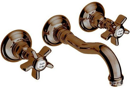 Смеситель для раковины на 3 отв. настенный (внутренняя+внешняя части) (цв.Tuscan brass темная бронза, ручки  ), Nicolazzi ZZ Nicolazzi Dames Anglaises 1477 TB 18