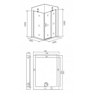 Стекло боковое, неподвижное (самое широкое ) для  WCD 120x80, (ЗАПЧАСТЬ) ZZ Bas Пандора WCD