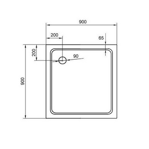 Поддон душевой 900х900h35мм, квадратный, отв. слива 90мм, (без сифона, ножек, экрана), цв. белый стеклокомпозит SMC, Cezares ZZ Cezares Универсал TRAY-M-A-90-35-W