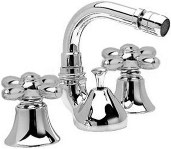 Смеситель для биде на 3 отв., с д/к, (корпус цв. хром, ручки цв. хром),  ZZ 3M Primavera 0627 CC PE