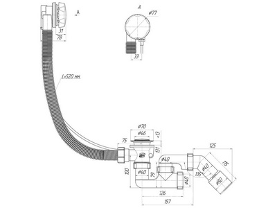 Сифон на ванную "Ани" АВТОМАТ регулируемый Ани Пласт Комплектующие EM321