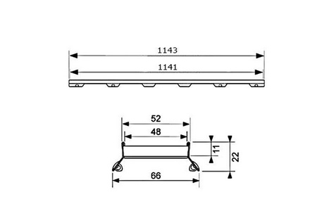 Основа под плитку для дренажного канала 1200мм (нерж. сталь, прямая), Plate 2 ZZ Tece Tecedrainline 601272