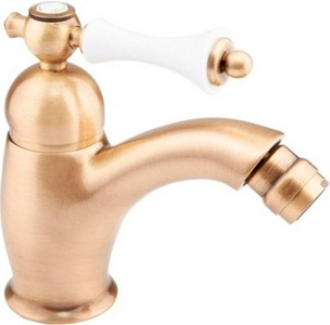 Смеситель для биде, с д/к, (цв.бронза, ручка цв.белый),  ZZ Cezares Margot MARGOT-BSM1-02-Bi