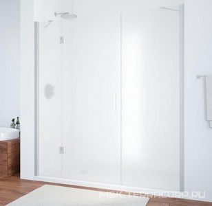 Дверь в нишу  170x190 см, одностворчатая распашная, левая, с двумя неподвижными элементами, профиль матовый хром, стекло сатин ZZ Vegas Glass AFP-F AFP-F 170 07 10 лев.