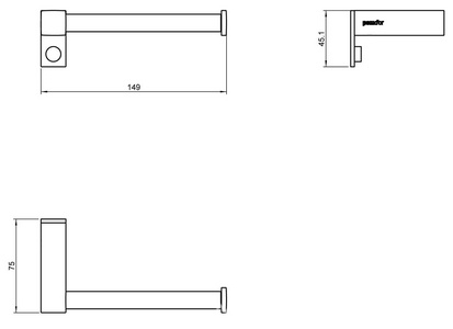 Держатель для туалетной бумаги, "Правый", крепл. слева (хром),  Pomd'or Metric 38.40.02.002
