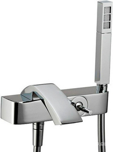 Смеситель для ванны, шланг, лейка д/д в компл., (цв. хром, ручка цв. Etnite Maniglia ),  ZZ 3M Arche 0200 СС + Etnite Maniglia