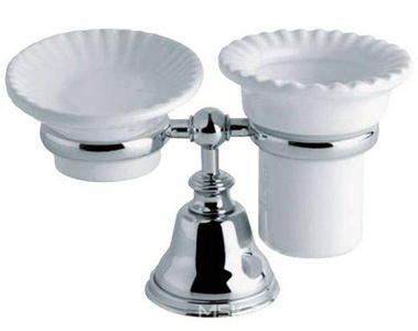 Мыльница и стакан настольные (цв.хром/керамика)  ZZ TW Collection Harmony TWHA141cr