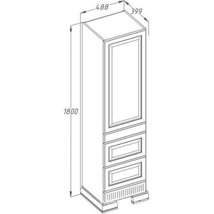 Пенал  напольный 488*1800*399 мм, правый, цвет белый/золотая патина ZZ Opadiris Оникс Z0000005742