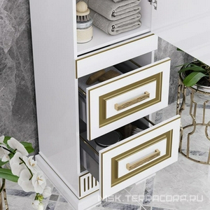 Пенал  напольный 488*1800*399 мм, правый, цвет белый/золотая патина ZZ Opadiris Оникс Z0000005742