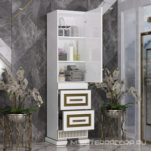 Пенал  напольный 488*1800*399 мм, правый, цвет белый/золотая патина ZZ Opadiris Оникс Z0000005742