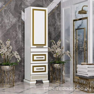 Пенал  напольный 488*1800*399 мм, правый, цвет белый/золотая патина ZZ Opadiris Оникс Z0000005742