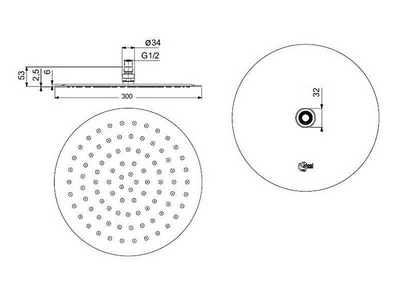 Душ верхний, стационарный, круг d300мм, G 1/2, полированная нерж. сталь, IdeaRain ZZ Ideal Standard IdealRain B0385MY