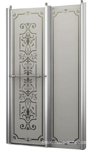 Дверь в нишу 1200хh1950мм, распашная во внутрь и наружу, с неподв.сегм., вход 521мм, правая/левая, (профиль цв. хром, стекло 6мм мат.с прозр.рис),ZZ Romance Collection Bristol BL.S2.120.REV.FGTP CR КЛАССИКА