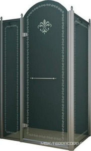 Душевой уголок 1000х1000хh2118мм, квадрат, "Левый" распаш. дверь слева, с неподв.стенкой (стекло прозрачное с мат/узором, 8мм, фурн/.хром),  ZZ Cezares Retro RETRO-A-11-100-CP-Cr-L