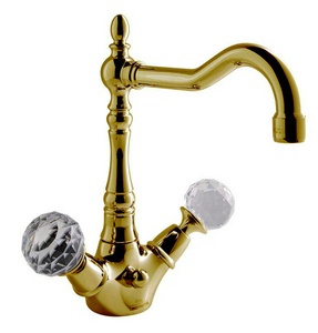 Смеситель для раковины, высокий, с поворотным изливом, с д/к, (цв. золото),  ZZ Fima Carlo Frattini Elizabeth Chic F5091COR