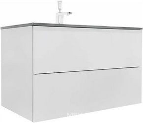Тумба подвесная для раковины 90xh54x50см с 2 выдв.ящиками (без столешницы и ручек, цвет bianco lusido белый.глянц.(крепл.в компл.)) Glamour ZZ