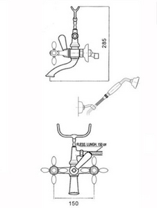 Смеситель для ванны, лейка, шланг, кронштейн в компл., (цв. бронза),  ZZ Gaia Chopin RN 602 BR