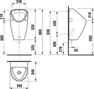 Писсуар GOLEM, внутренний ввод воды, горизонт. выход ZZ Jika Golem 430600000001/4306.0