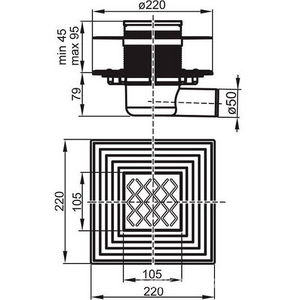 Душевой трап, 10,5*10,5, решетка нержавеющая сталь Ravak Универсал SN501/X01435