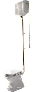 Сиденье для унитаза, c микролифтом, (пластик цв.белый, петли цв.золото),  ZZ Kerasan Retro 108701