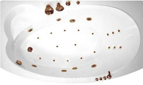 Ванна  (L ЛЕВАЯ),170х105хh66/49см, гидромас., мас/спины, хромотерапия, слив/перелив и панель в компл., (ВСЯ ФУРНИТУРА ЦВ. БРОНЗА), ZZ Thermolux Infinity Mini 170x105 INFINITY MINI L (гидром + спин мас + хромот.) БРОНЗА