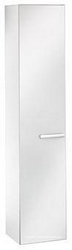 Шкаф-пенал высокий, 350хh1670х335мм, 1 дверь, петли слева, 2 стекл. полочки, 1 выдв.ящик, 1 бельев.корзина, (цв. белый глянец), Royal Universe ZZ
