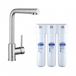 Смеситель д/ кухни с каналом для подключения фильтра, в комплекте с фильтром Аквафор Кристалл, (цв.хром),  ZZ Swedbe Selene Plus K8540К