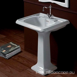 Раковина 730х540мм, 1 отв. д/смес., ,без бортика, установка на пьед. AR 805, БЕЗ креплен. арт. F 89, (цв. белый)  ZZ Simas Arcade AR 854