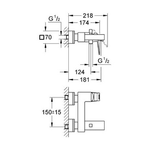 Смеситель однорычажный для ванны/душа, хром Grohe Eurocube 23140000