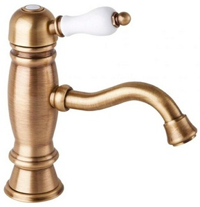 Смеситель для раковины, с д/к, (цв.бронза, ручка цв.белая),  ZZ Cezares Venezia VENEZIA-LSM1-02-Bi