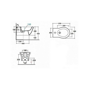 Биде подвесное 570х380см, с 1 отв.д/ смес., крепёж в компл.,  ZZ Globo Paestum PAS10.BI