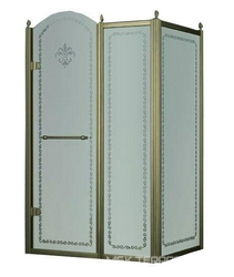 Душевой уголок 1000х1000хh2118мм, квадрат, "Левый" распаш. дверь слева, с неподв.стенкой (стекло матовое с прозр/узором, 8мм, фурн/бронза), Retro XX